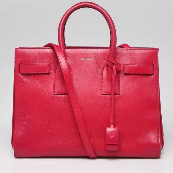 Yves Saint Laurent Pink Leather Small Sac de Jour Tote Bag - Picture 1 of 12